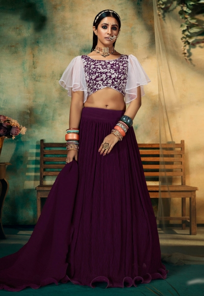 Purple faux georgette circular lehenga choli 144945