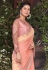 Peach satin silk embroidered saree with blouse 41120
