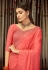 Peach organza embroidered saree with blouse 19005