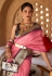 Pink silk printed saree with blouse 378