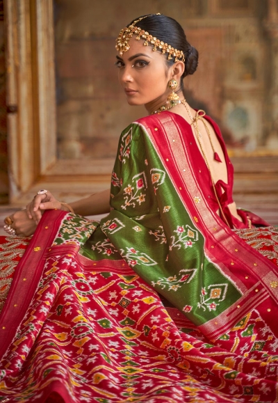 Green Single Patola Silk Saree main image 1