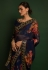 Georgette floral print Saree in Navy blue colour 4779