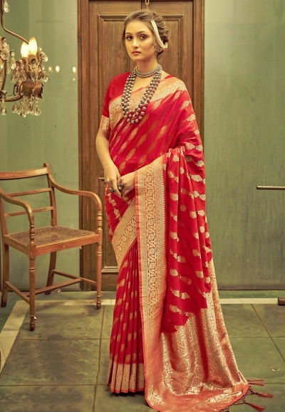 Banarasi silk Saree in Red colour 20006