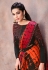 Silk satin Saree with blouse in Orange colour 42201