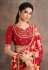 Silk satin printed Saree in Maroon colour 42206