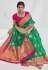 Silk Saree with blouse in Green colour 16002