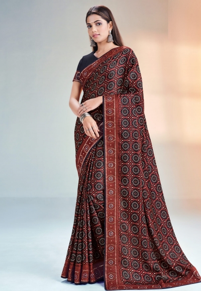 Silk Saree with blouse in Black colour 42310