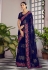 Georgette Saree with blouse in Navy blue colour 1361