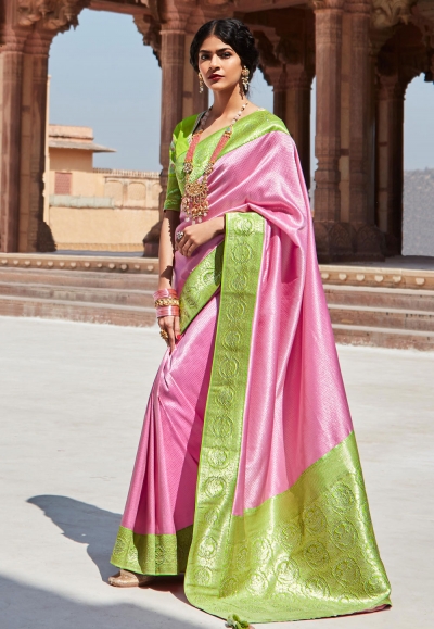 Silk Saree with blouse in Pink colour 1452