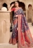Silk Saree with blouse in Navy blue colour 13404