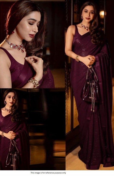 Bollywood Sabyasachi Inspired Wine color georgette sequin saree