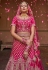 Velvet embroidered bridal lehenga choli in Magenta colour 1005