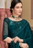 Teal silk saree with blouse 1018