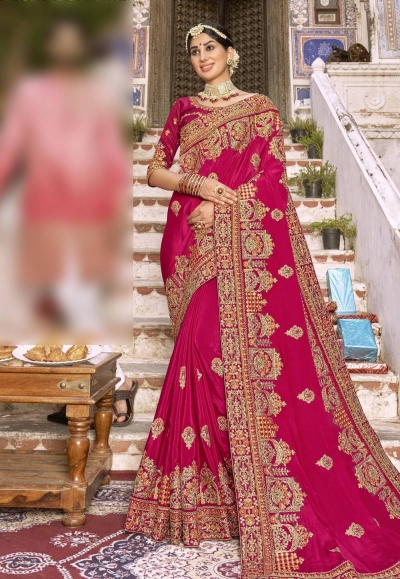 Magenta art silk saree with blouse ACU7200