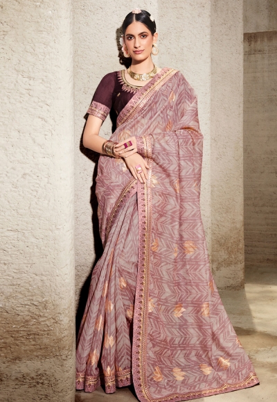 Silk Saree with blouse in Pink colour 6101