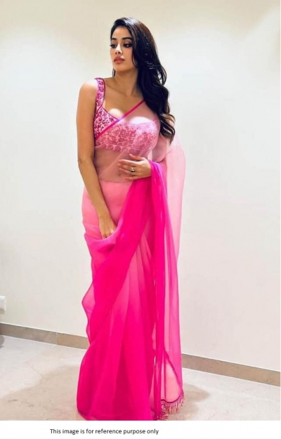 Bollywood Jhanvi Kapoor Inspired pink shaded organza saree