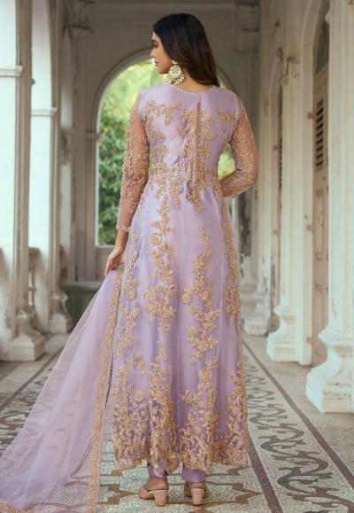 Purple Net Pant Anarkali main image 1