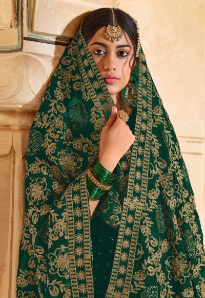 Green Palazzo style Suit Faux Georgette main image 1