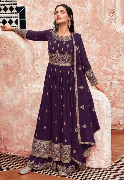 Purple georgette pakistani suit 9356