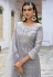 Faux georgette embroidered pakistani suit in Grey colour 2016A