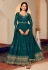 Georgette abaya style Anarkali suit in Teal colour 1012
