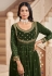 Georgette abaya style Anarkali suit in Green colour 1014