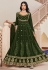 Georgette abaya style Anarkali suit in Green colour 1014