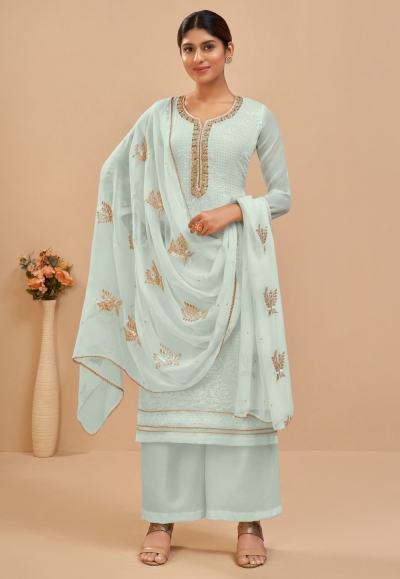 Georgette palazzo suit in Sky blue colour 2046A
