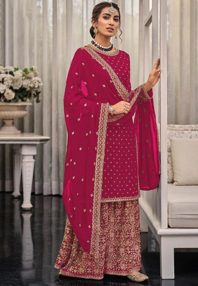Georgette palazzo suit in Rani Pink colour 1448B