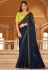 Chinon Saree with blouse in Navy blue colour 5438