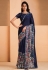 Satin crepe Saree with blouse in Navy blue colour 22910