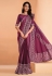 Satin crepe Saree with blouse in Wine colour 22911