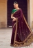 Silk Saree with blouse in Wine colour 4120