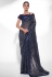 Georgette sequence Saree in Navy blue colour 3873