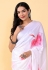 Satin silk Saree with blouse in White colour 201