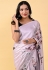 Satin silk Saree with blouse in Cream colour 205