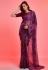 Chiffon Saree with blouse in Purple colour 6017