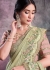 Shimmer silk georgette Saree with blouse in Pista green color