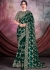 Crepe silk Saree with blouse in Green color