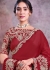 Satin silk Wedding Saree with blouse in Red color
