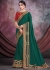 Satin silk Wedding Saree with blouse in Green color