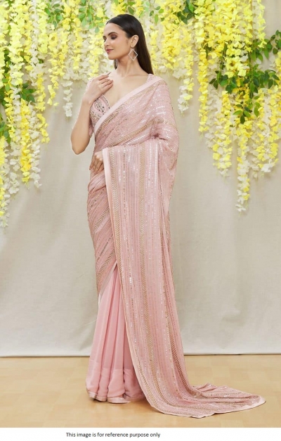 Bollywood Model Rose sequins georgette party saree