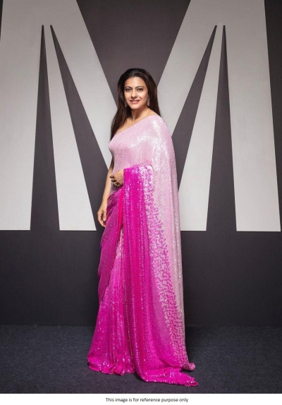 Bollywood Kajol inspired Pink shaded sequins saree