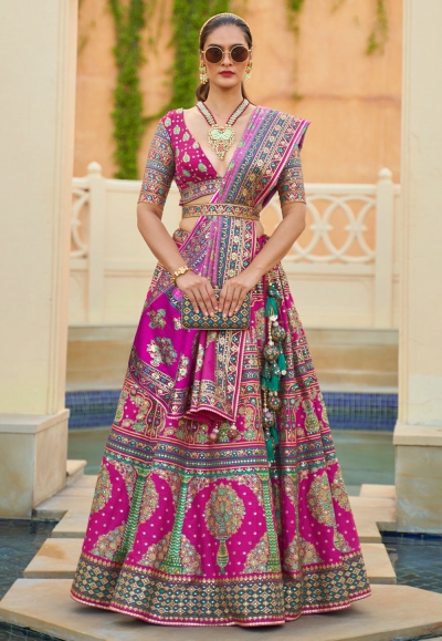 Silk circular lehenga choli in Pink colour 16RL