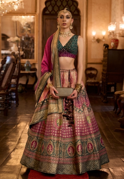 Silk circular lehenga choli in Pink colour 1158