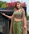 Olive Green satin readymade dhoti set cape suit 1135