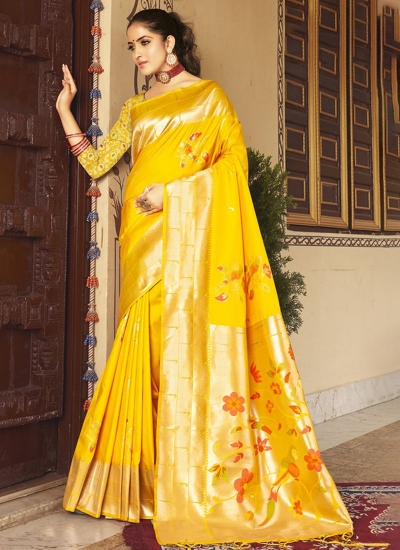 Yellow Silk Festival Wear Weaving Saree PUSHPA 1001