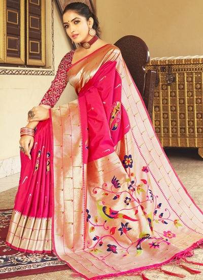 Pink Silk Festival Wear Weaving Saree PUSHPA 1006