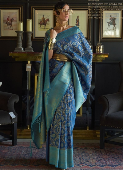 Blue Silk Wedding Wear Weaving Saree KARZOESILK 252007