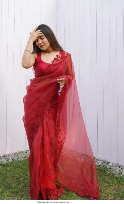 Bollywood Model Pure organza red color saree
